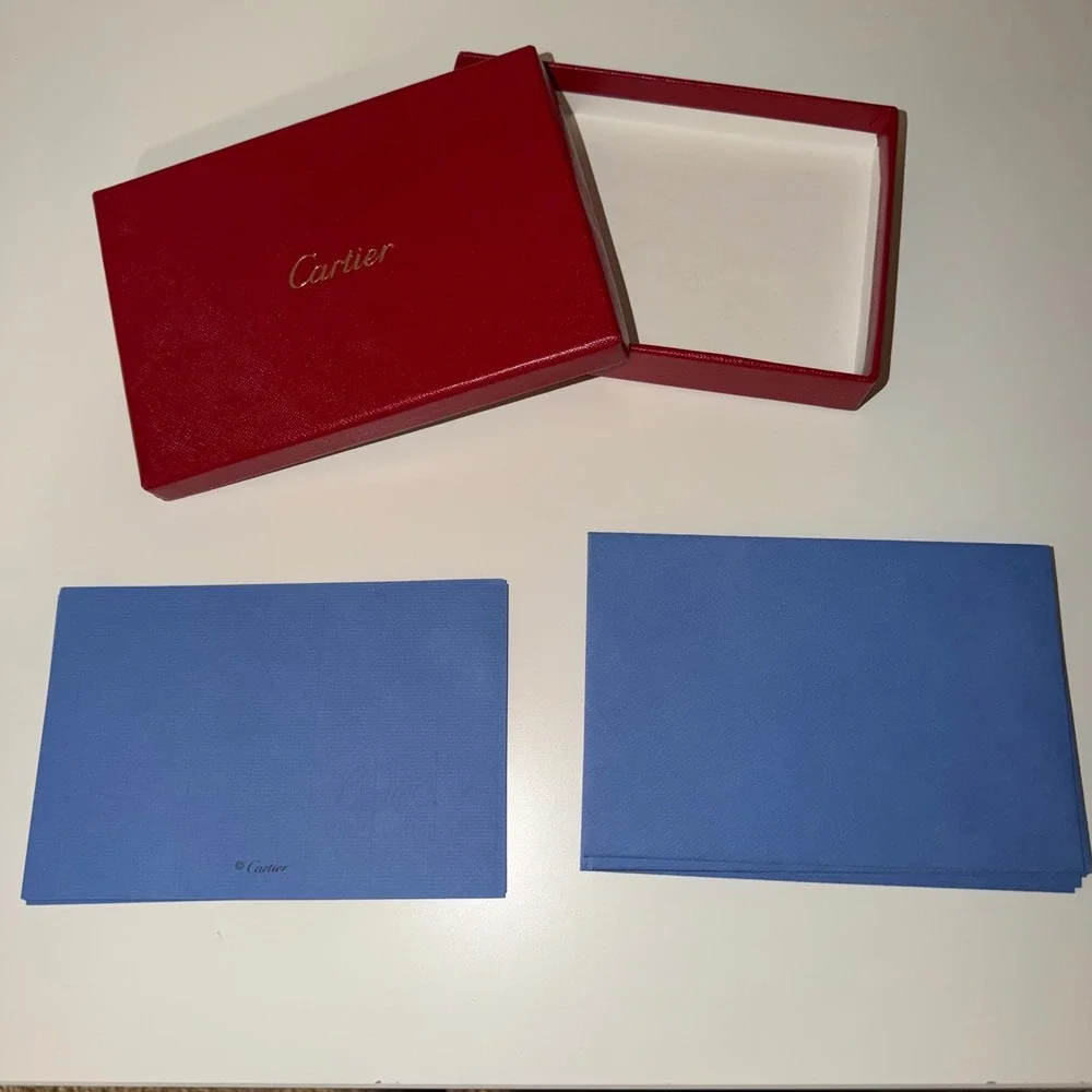 Cartier Tennis Player Stationery Set Blue Note Cards 27100182 set of 6